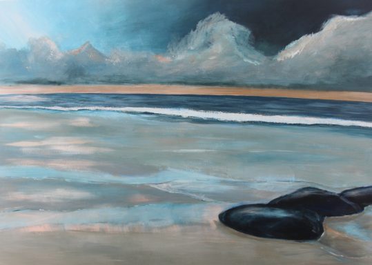 Calm After The Storm Beach Scene with Stones