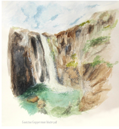 Coniston Coppermine Waterfall Waterfall sketch