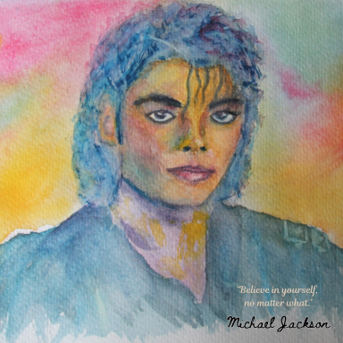 Michael Jackson Michael Jackson watercolour sketch with rainbow colours.